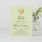 Invitation Elegant Floral Moon & Golden Mosque Iftar Dinner (Debout devant)
