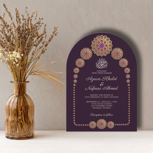 Invitation Élégant Floral Motif Arch Mariage