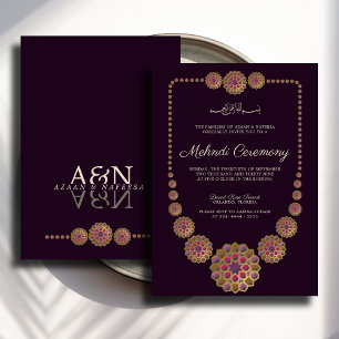 Invitation Elégant & Floral Motif géométrique Islam Mehndi