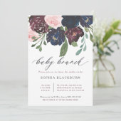 Invitation Élégant floral | Navy Blue and Plum Baby Brunch (Debout devant)