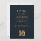Invitation Elégant Floral Navy Blue Gold Rust QR Code Mariage (Dos)