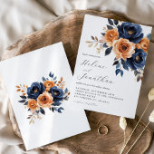 Invitation Elégant Floral Navy Blue Terracotta Garden Mariage