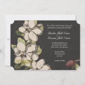 Invitation Élégant floral noir cuivre Magnolia Mariage (Devant)