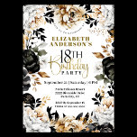 Invitation Elégant Floral noir et or 18ème anniversaire<br><div class="desc">Elégante Flore Noire et Or 18ème anniversaire Invitation pour les femmes. Il Est Facile De Changer L'Exemple De Texte En Vous Propre En Cliquant Sur Personnaliser. Cliquez Sur Personnaliser/Modifier Avec L'Outil De Conception Pour Modifier Le Type De Police, La Couleur De Police, La Taille De Police Ou Pour Ajouter/Supprimer/Modifier Le...</div>