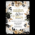 Invitation Élégant floral noir et or 60e anniversaire<br><div class="desc">Elégante Florale Noir et Or 60e Anniversaire Invitation Pour Femmes. Il Est Facile De Changer L'Exemple De Texte En Vous Propre En Cliquant Sur Personnaliser. Cliquez Sur Personnaliser/Modifier Avec L'Outil De Conception Pour Modifier Le Type De Police, La Couleur De Police, La Taille De Police Ou Pour Ajouter/Supprimer/Modifier Le Texte...</div>