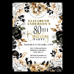 Invitation Elégant floral noir et or 80e anniversaire<br><div class="desc">Elégant Black and Gold Floral 80e anniversaire Invitation pour les femmes. Il Est Facile De Changer L'Exemple De Texte En Vous Propre En Cliquant Sur Personnaliser. Cliquez Sur Personnaliser/Modifier Avec L'Outil De Conception Pour Modifier Le Type De Police, La Couleur De Police, La Taille De Police Ou Pour Ajouter/Supprimer/Modifier Le...</div>