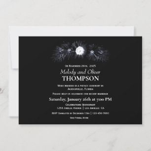 Invitation Élégant Floral Noir Humeur Post Mariage