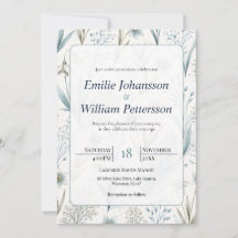 Élégant floral nordique sarcelle Mariage minimalis