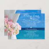 Invitation Elégant Floral Ocean Beach Détails de mariage Cart (Devant / Derrière)