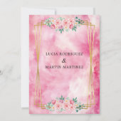 Invitation Élégant floral or rose aquarelle Notre Mariage (Dos)