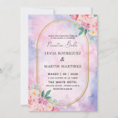 Invitation Élégant floral or violet aquarelle Nuestra Boda (Devant)
