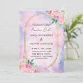 Invitation Élégant floral or violet aquarelle Nuestra Boda (Debout devant)