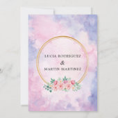 Invitation Élégant floral or violet aquarelle Nuestra Boda (Dos)