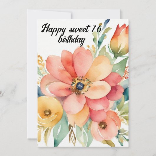 Invitation Élégant Floral & Parties scintillant Sweet 16e ann (Devant)