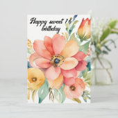 Invitation Élégant Floral & Parties scintillant Sweet 16e ann (Debout devant)