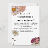 Invitation Élégant Floral & Parties scintillant Sweet 16e ann (Dos)