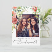 Invitation Elégant Floral Photo Bridesmaid Proposition Invita (Debout devant)