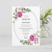 Invitation Elegant Floral Pink Peony Monogram Wedding (Debout devant)