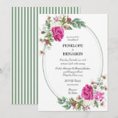 Invitation Elegant Floral Pink Peony Monogram Wedding (Devant / Derrière)