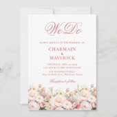 Invitation Élégant Floral Pink QR code Budget Mariage (Devant)