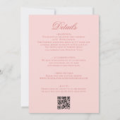 Invitation Élégant Floral Pink QR code Budget Mariage (Dos)