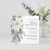 Invitation Elégant Floral Poinsettia Holiday Open House (Debout devant)