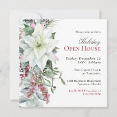 Invitation Elégant Floral Poinsettia Holiday Open House (Devant)