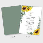 Invitation Élégant Floral Première Sainte Communion