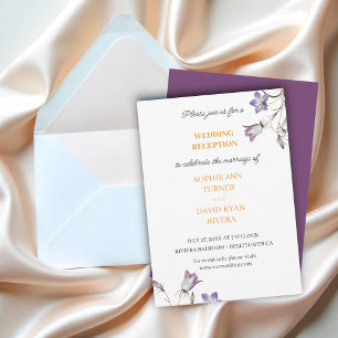 Invitation Elégant Floral Purple Bellflower Réception de mari