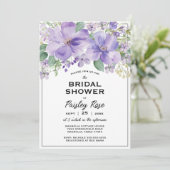Invitation Elegant Floral Purple Bridal Shower (Debout devant)