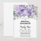 Invitation Elegant Floral Purple Bridal Shower (Devant / Derrière)