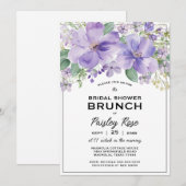 Invitation Elegant Floral Purple Bridal Shower (Devant / Derrière)