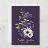 Invitation Elégant Floral Purple Marine Réception de mariage (Dos)