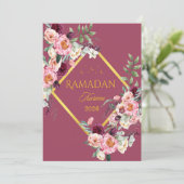 Invitation Elegant Floral Ramadan Kareem Greeting Card  (Debout devant)