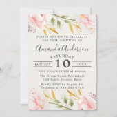 Invitation Élégant Floral Rose and Gold 75e anniversaire (Devant)