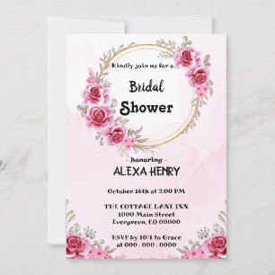 Invitation Élégant floral rose bohème aquarelles de verdure,