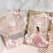Invitation Elégant floral rose palais royal grand Quinceañera