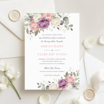 Élégant floral rose poudré mariage verdure
