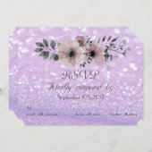Invitation Élégant Floral RSVP Pailleté Bokeh (Devant / Derrière)