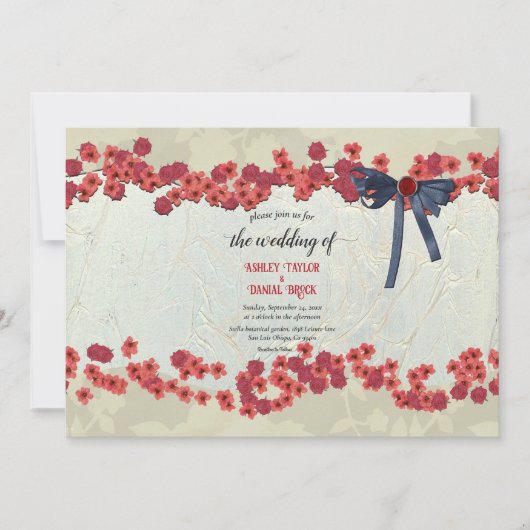Invitation Élégant Floral Rustic Bow élégant Mariage moderne (Devant)