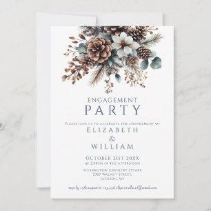 Invitation Élégant Floral Rustique de Cônes de Pin Fête de Fi