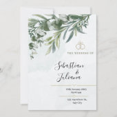 Invitation Élégant Floral Rustique Eucalyptus Mariage de verd (Devant)