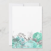 Invitation Élégant Floral Script Aqua Argent Mariage Brunch (Dos)