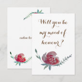 Invitation Élégant, Floral Serez-vous ma servante d'honneur (Devant / Derrière)