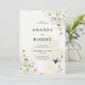 Invitation Élégant floral simple Mariage (Debout devant)