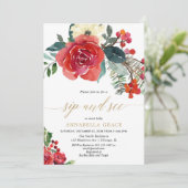 Invitation Elégant floral sip voir rencontrer accueil bébé (Debout devant)