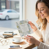 Invitation elegant Floral Something Blue Bridal shower QR 