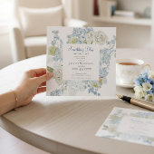 Invitation elegant Floral Something Blue Bridal shower QR 