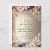 Invitation Élégant Floral, String Lights 30e anniversaire (Devant)