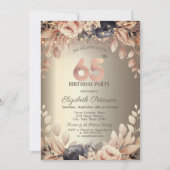 Invitation Élégant Floral, String Lights 65e anniversaire (Devant)